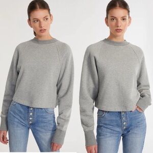 Marissa Web So Uptight Cropped Raglan French Terry Sweatshirt Gray Medium